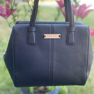 Ellen Tracy Black Satchel Bag Structured Design